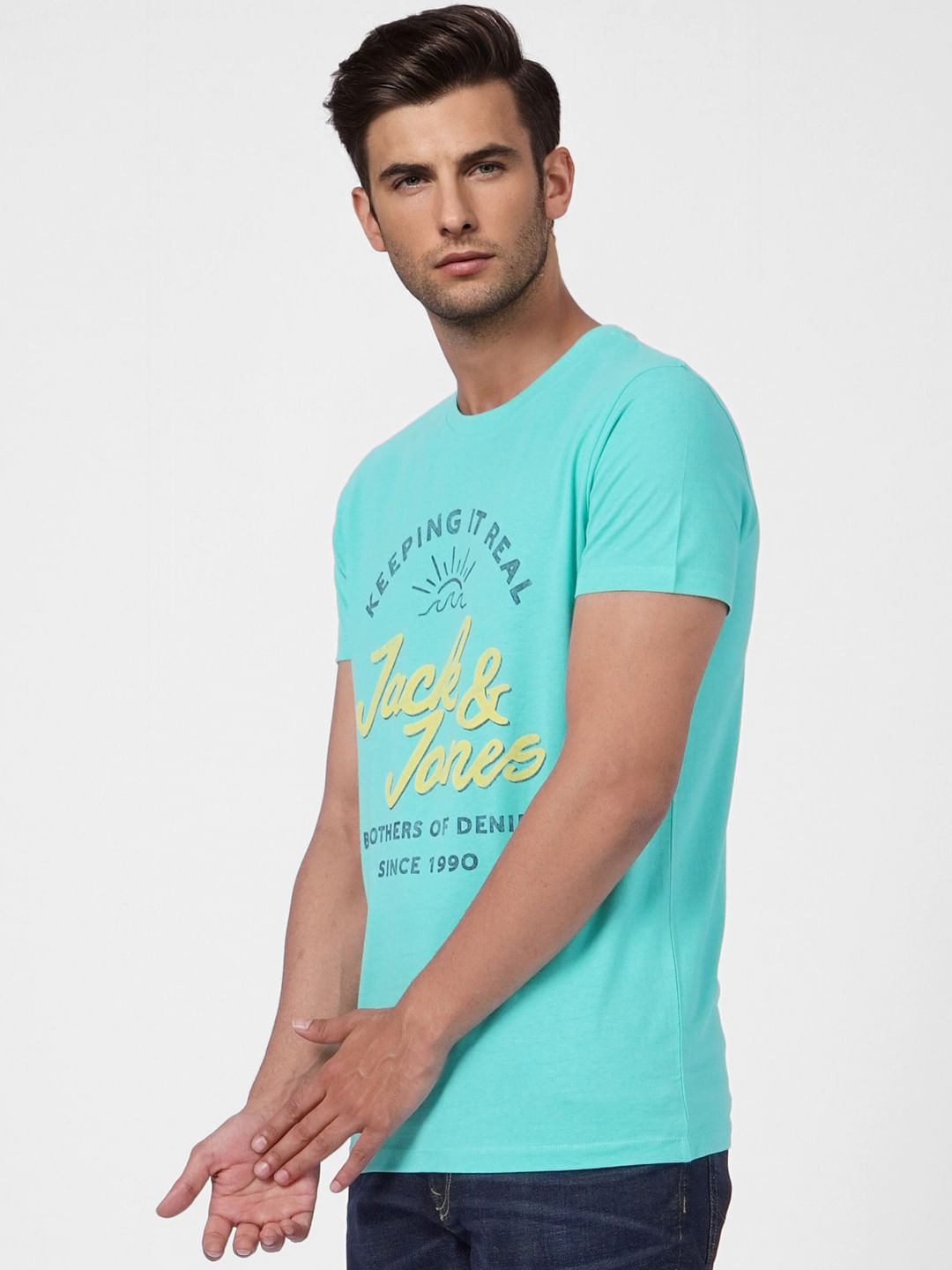 Green Logo Print Crew Neck T-shirt