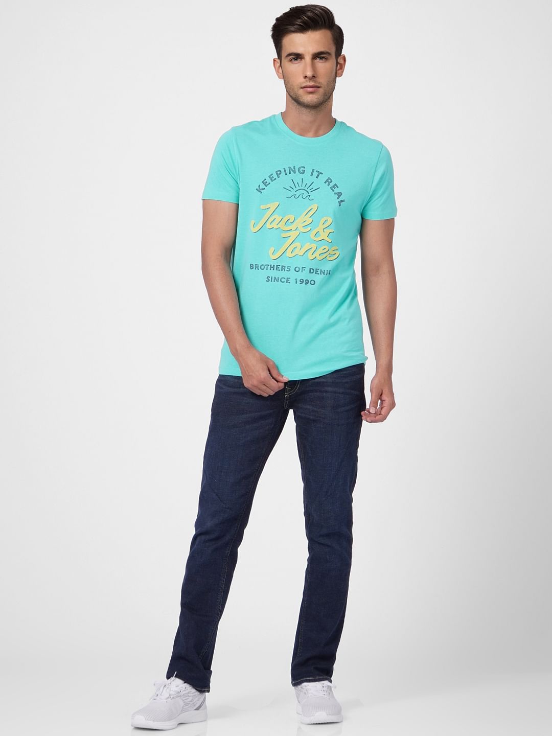 Green Logo Print Crew Neck T-shirt