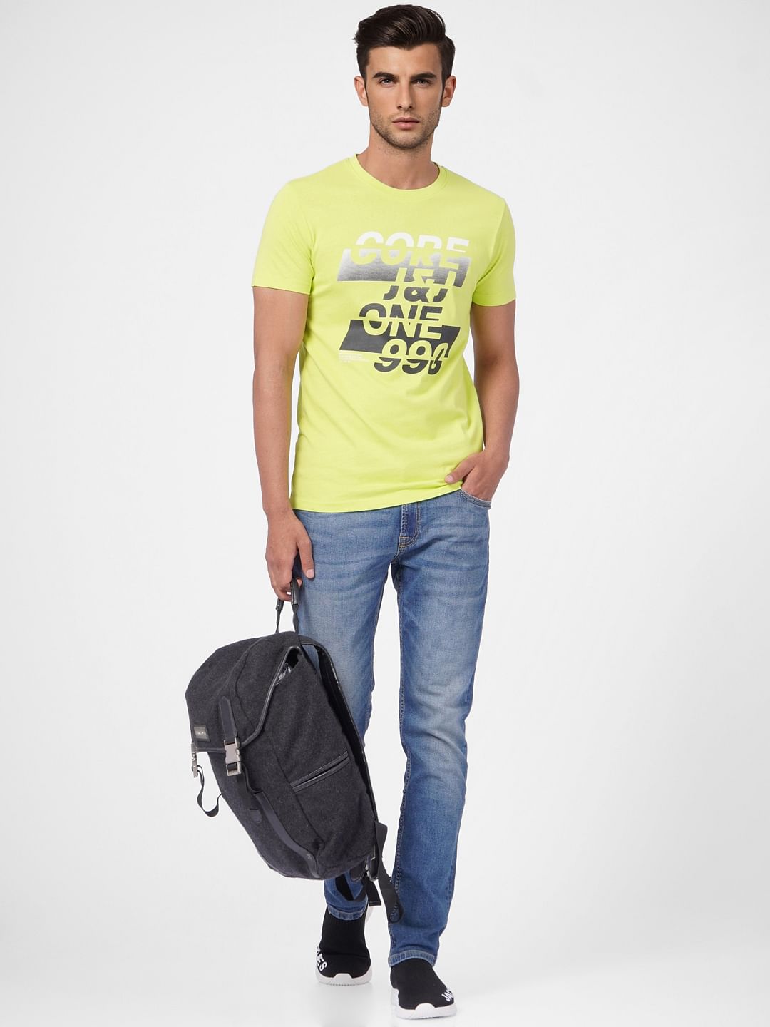 Lime Green Graphic Print Crew Neck T-shirt