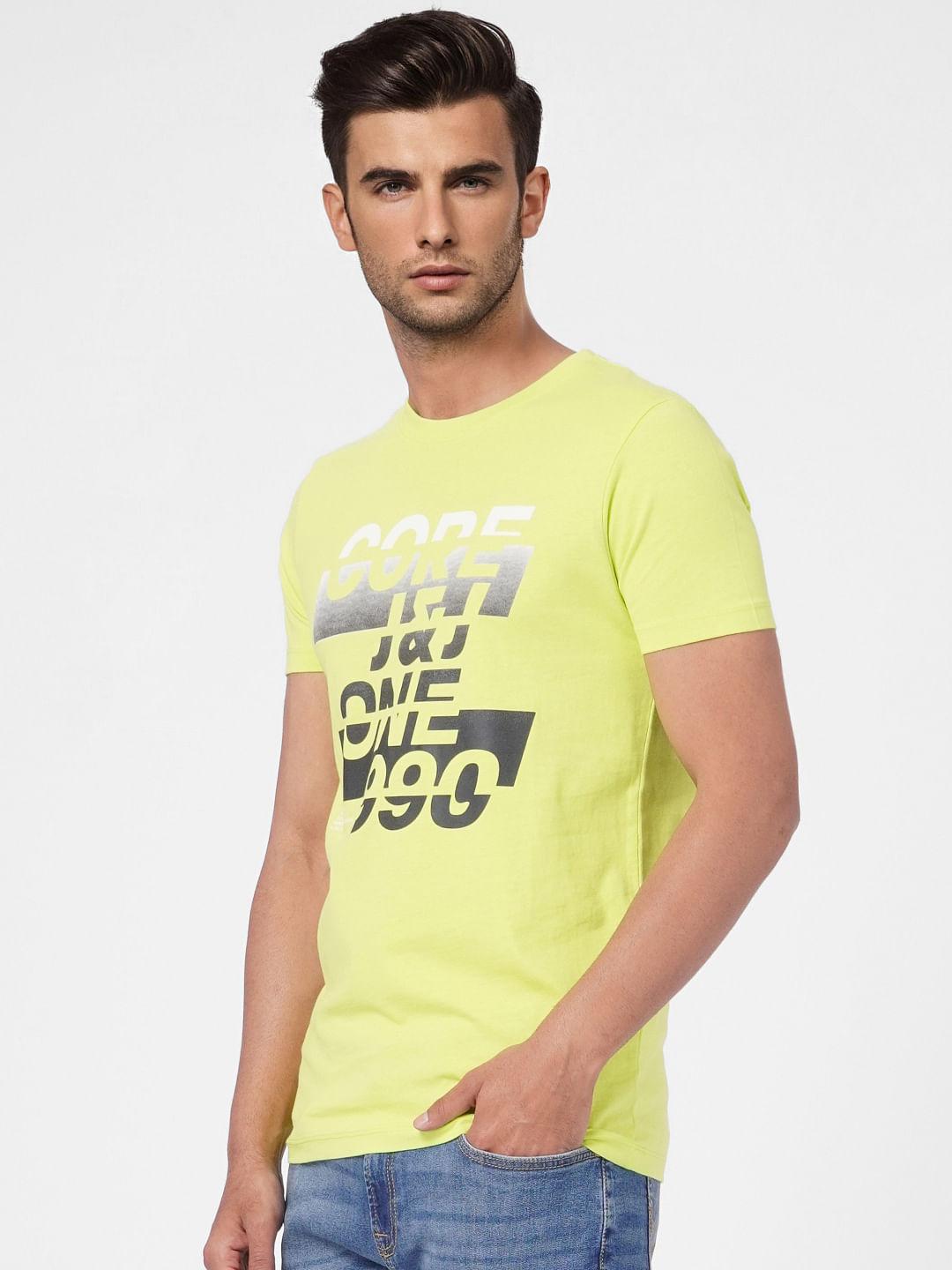 Lime Green Graphic Print Crew Neck T-shirt