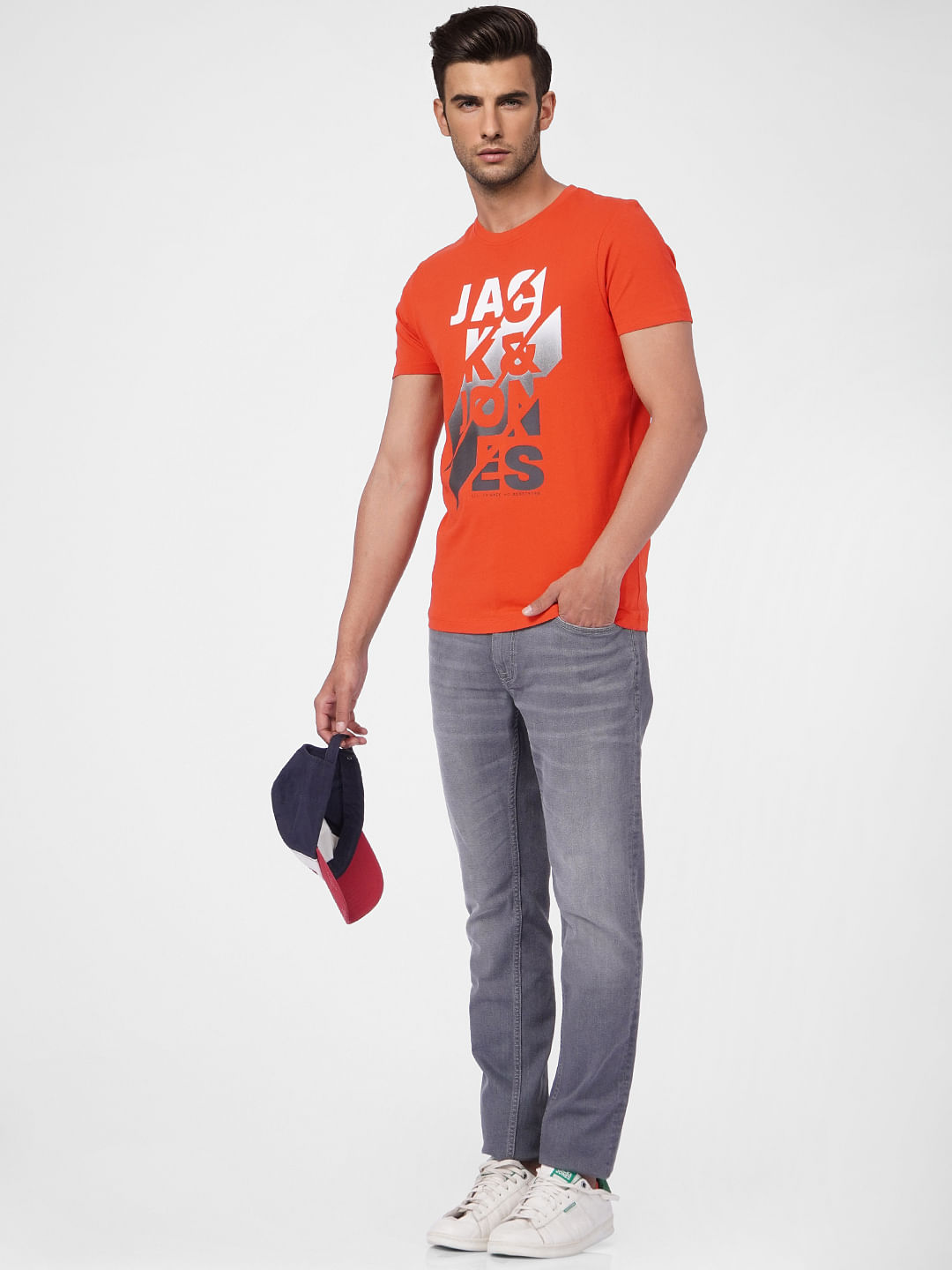 Red Graphic Print Crew Neck T-shirt - S