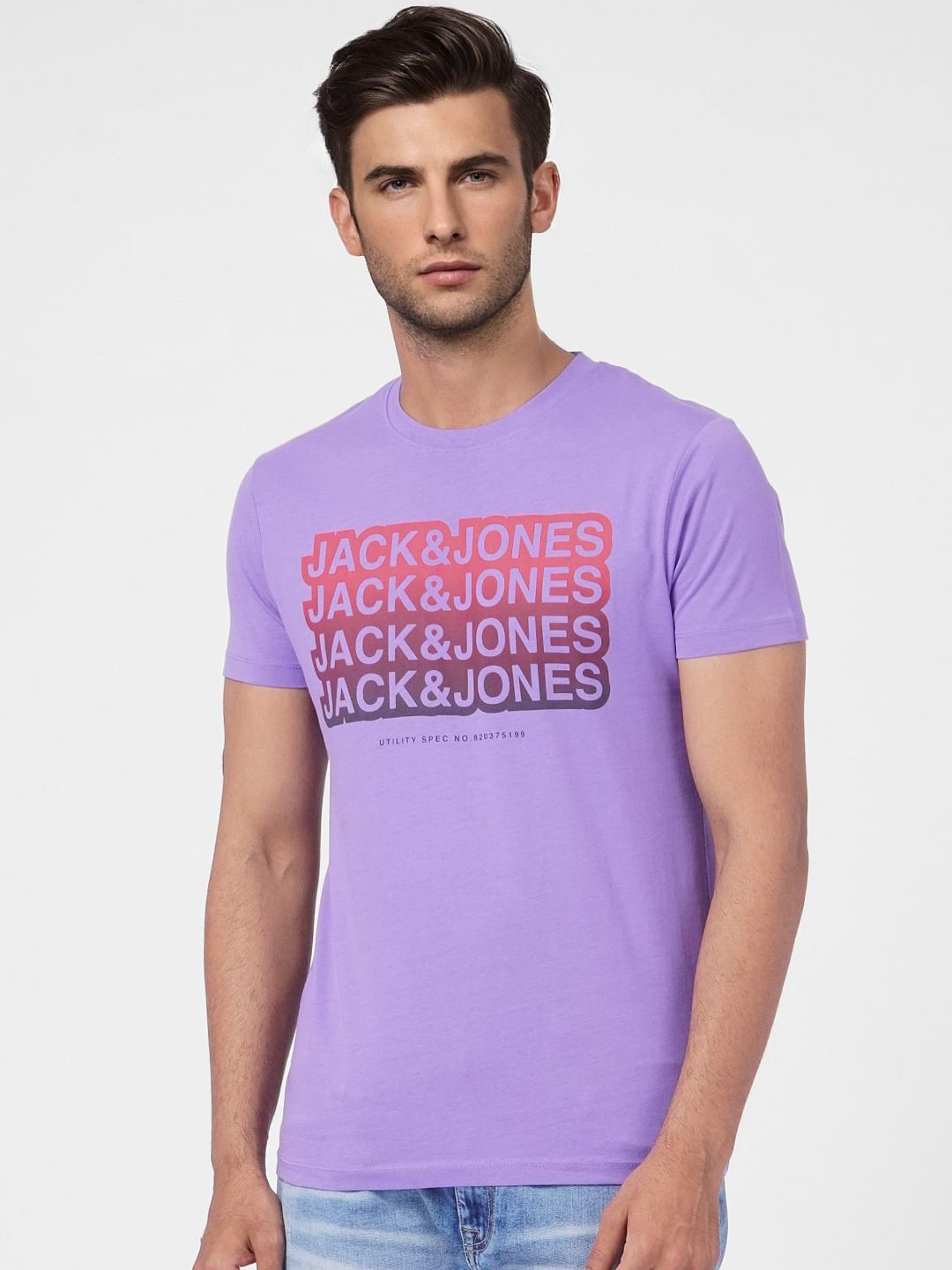 Purple Graphic Print Crew Neck T-shirt