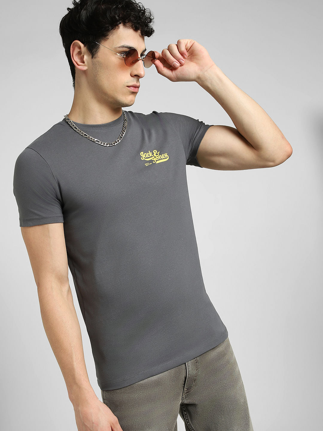 Grey Crew Neck T-shirt - S