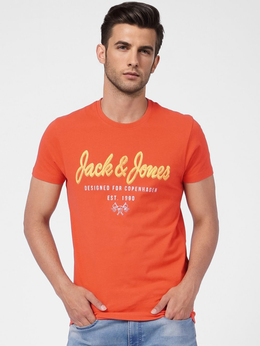 Red Logo Print Crew Neck T-shirt