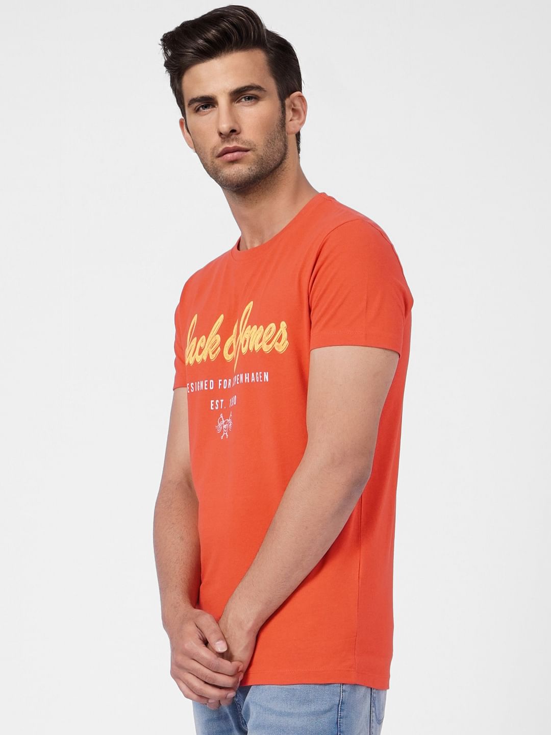 Red Logo Print Crew Neck T-shirt