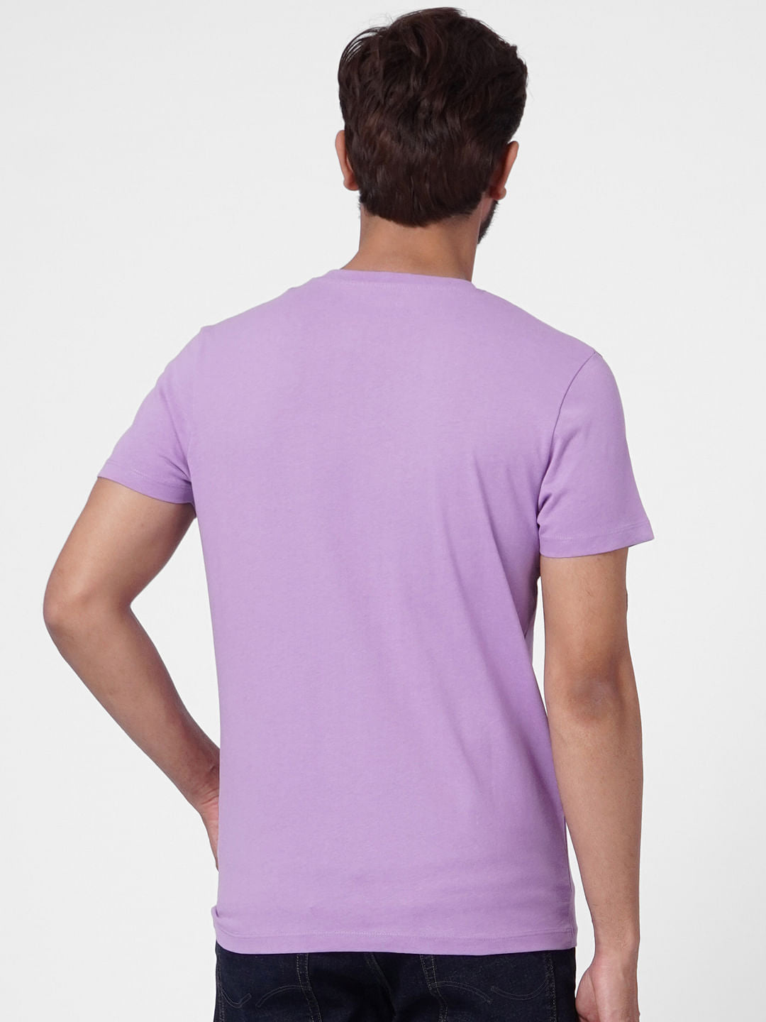 Purple Logo Print Crew Neck T-shirt