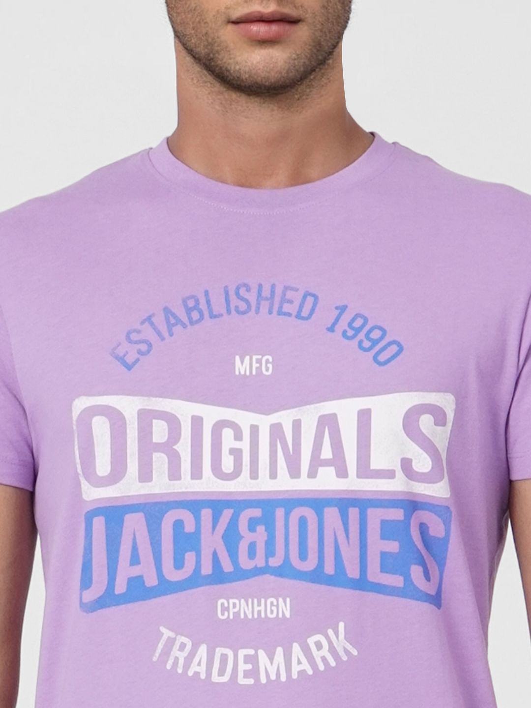 Purple Logo Print Crew Neck T-shirt