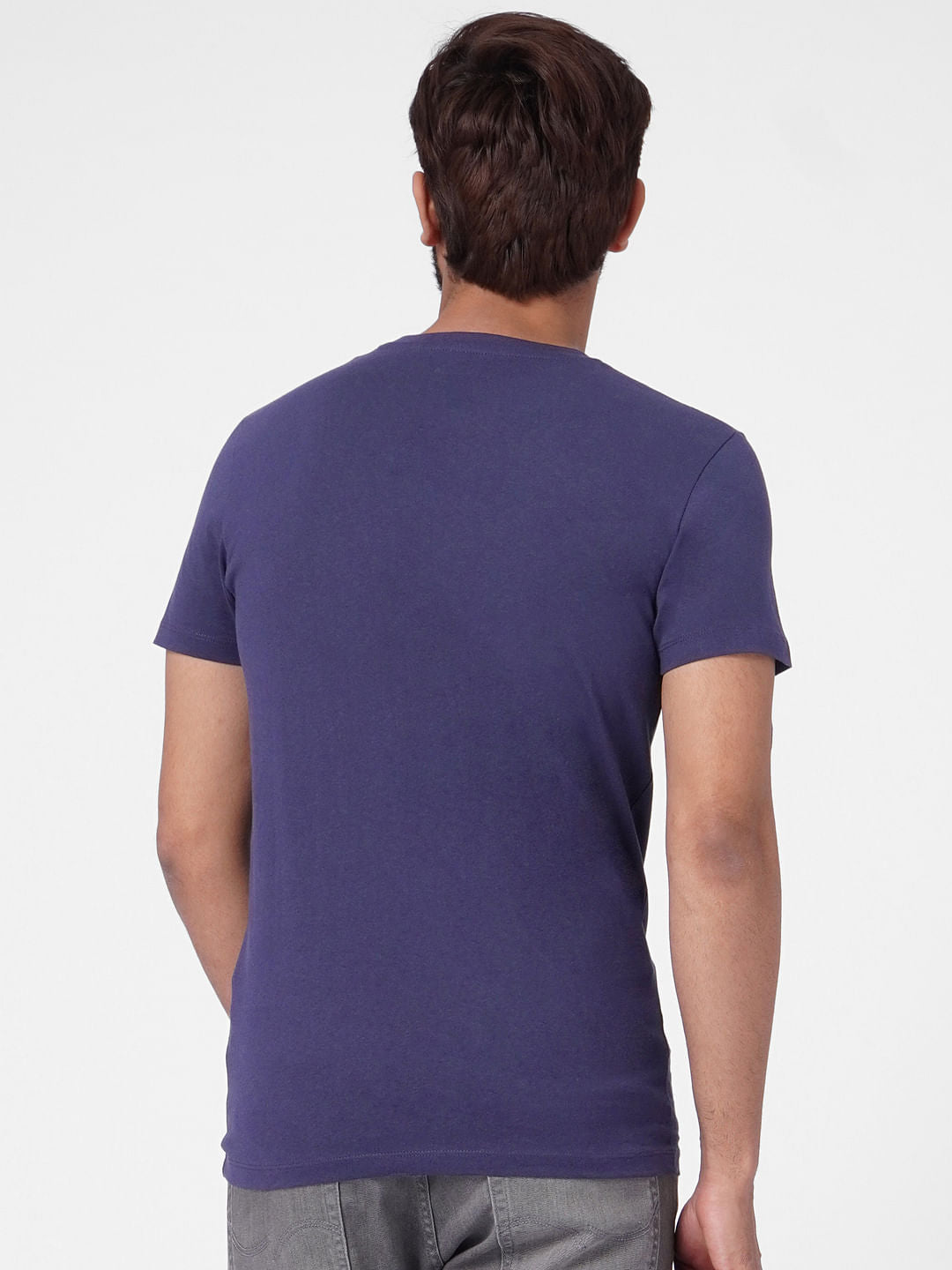 Blue Logo Print Crew Neck T-shirt