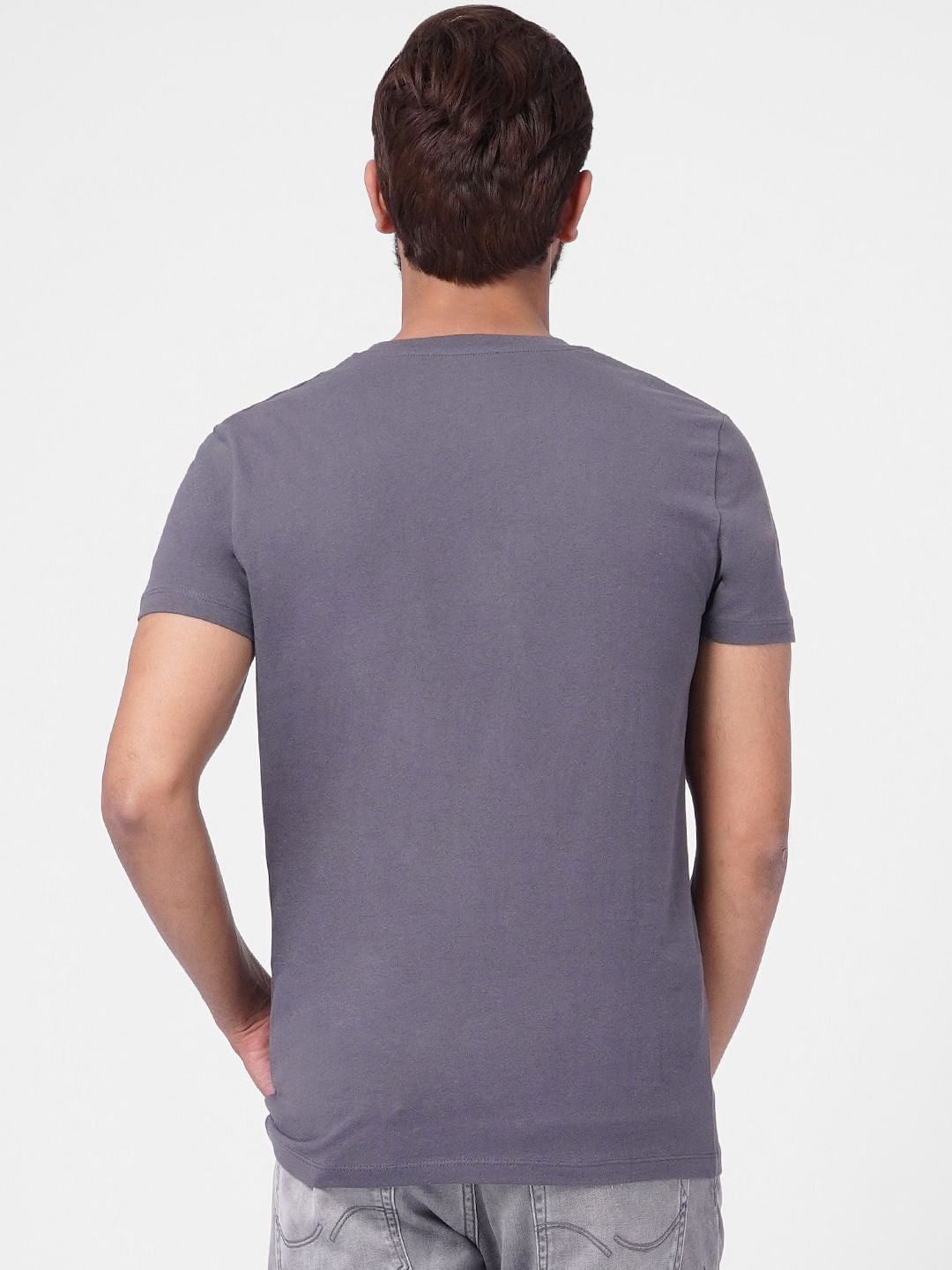 Grey Graphic Print Crew Neck T-shirt