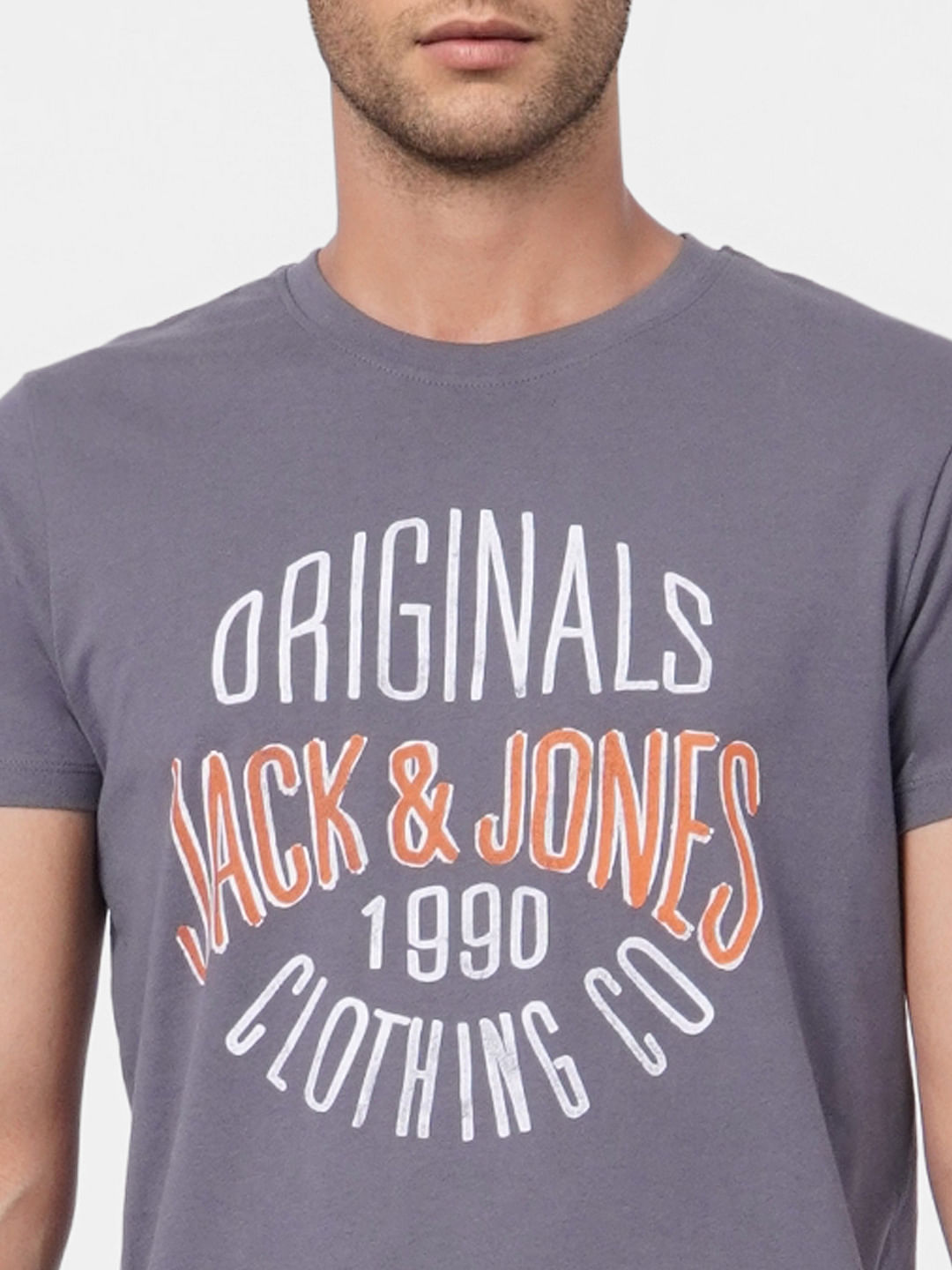 Grey Graphic Print Crew Neck T-shirt