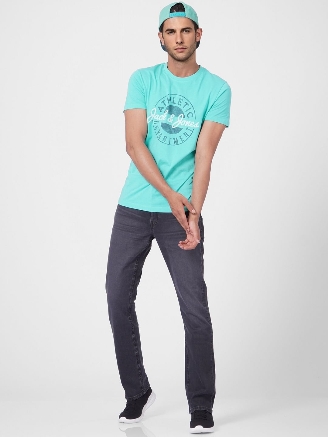 Green Logo Print Crew Neck T-shirt