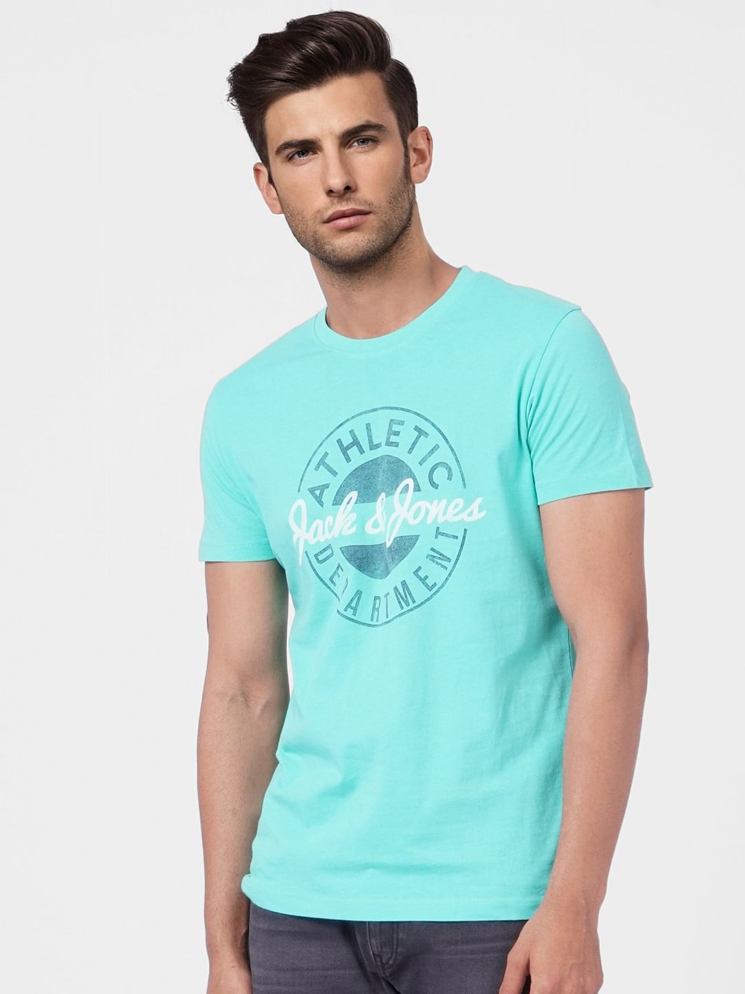 Green Logo Print Crew Neck T-shirt