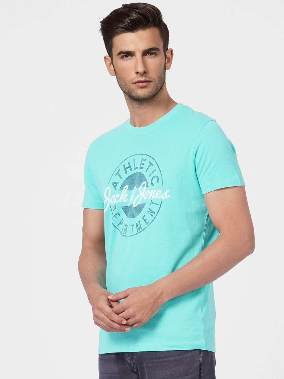 Green Logo Print Crew Neck T-shirt