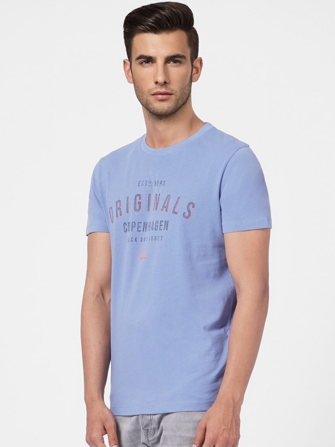 Blue Graphic Print Crew Neck T-shirt