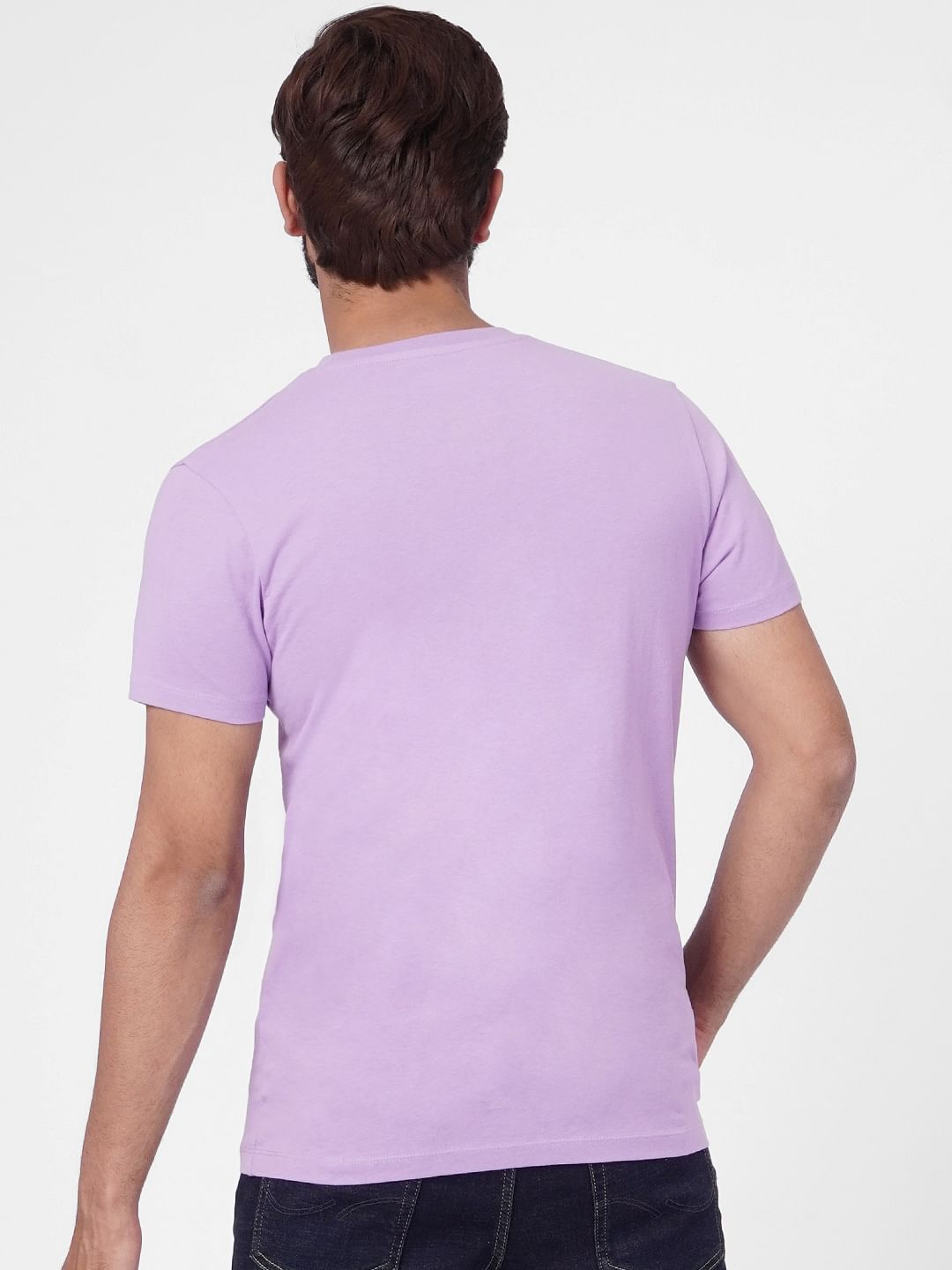Purple Graphic Print Crew Neck T-shirt