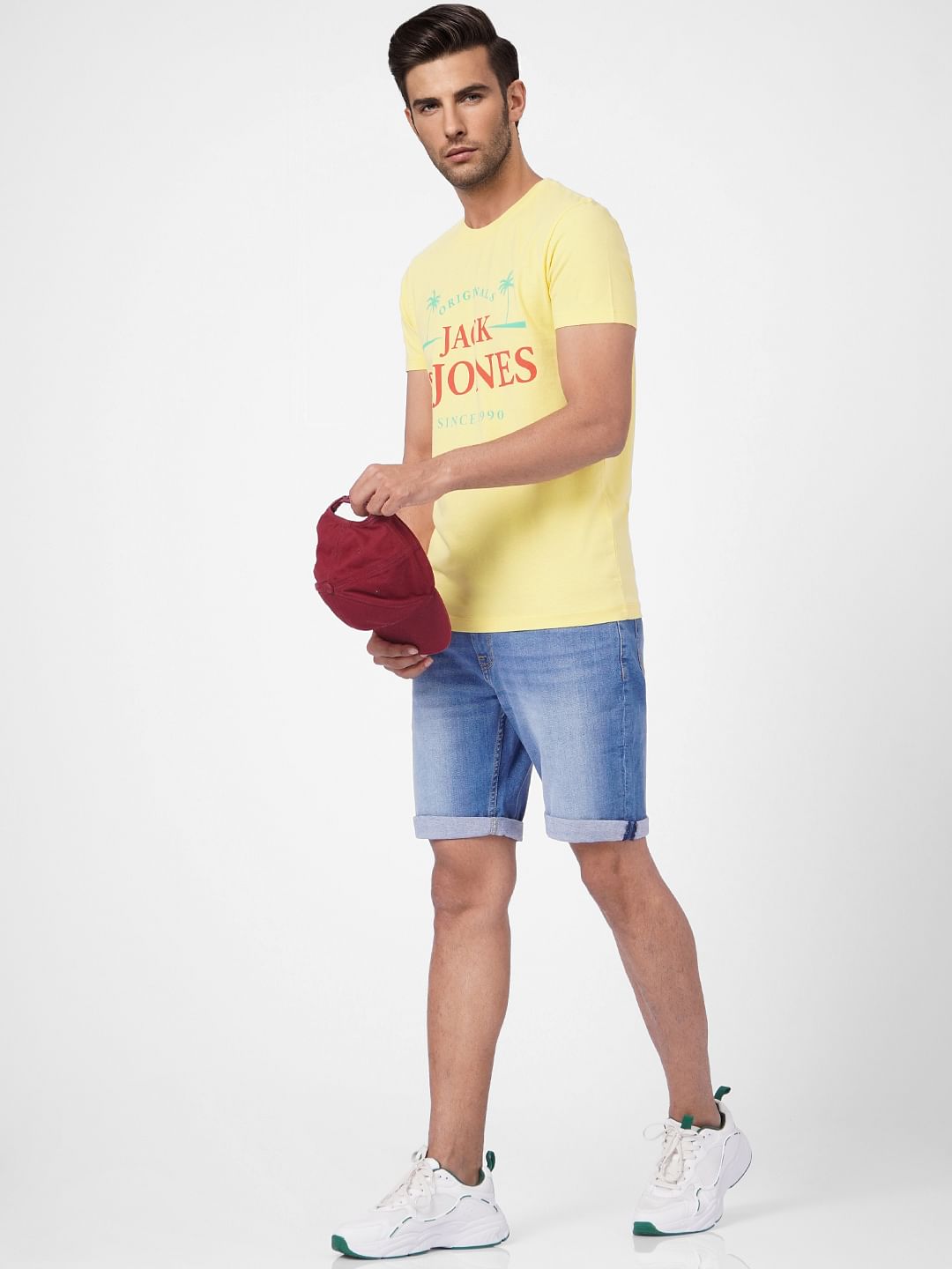 Yellow Graphic Print Crew Neck T-shirt - S