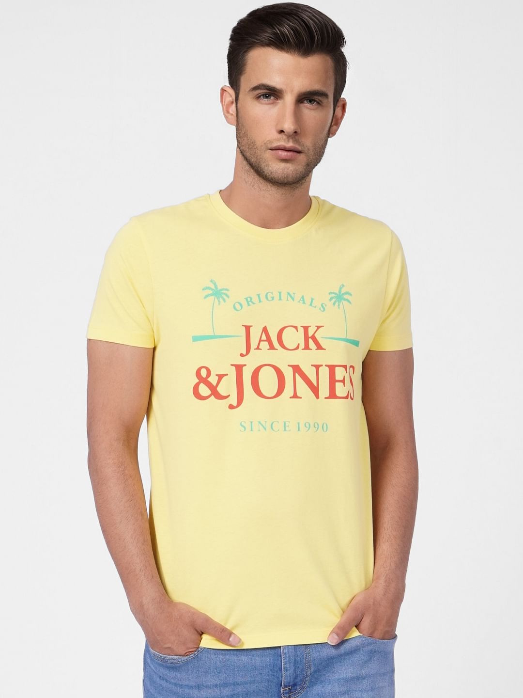 Yellow Graphic Print Crew Neck T-shirt