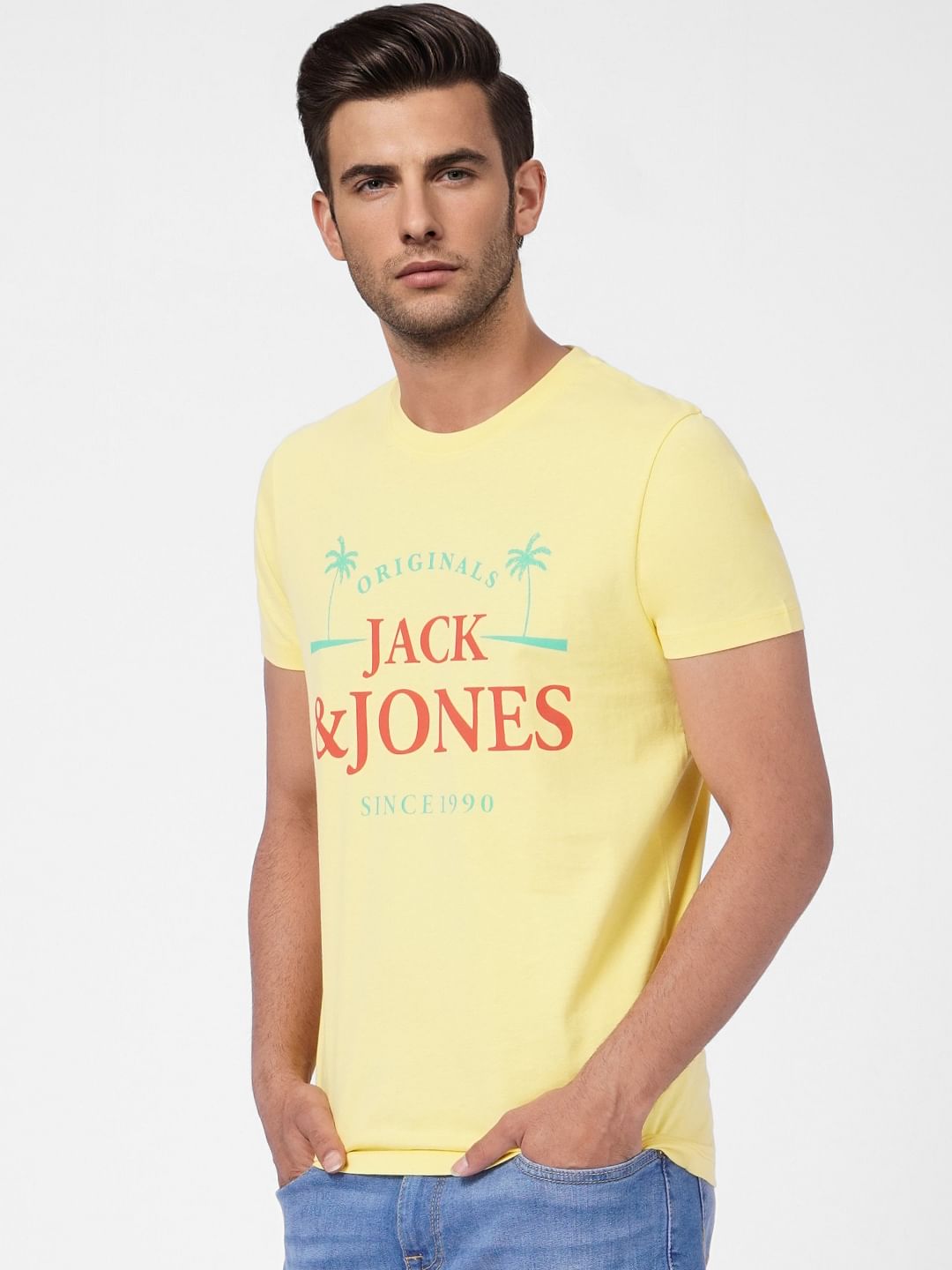 Yellow Graphic Print Crew Neck T-shirt