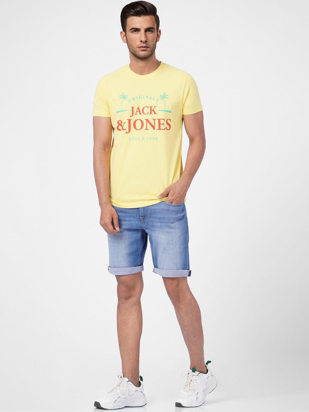 Yellow Graphic Print Crew Neck T-shirt