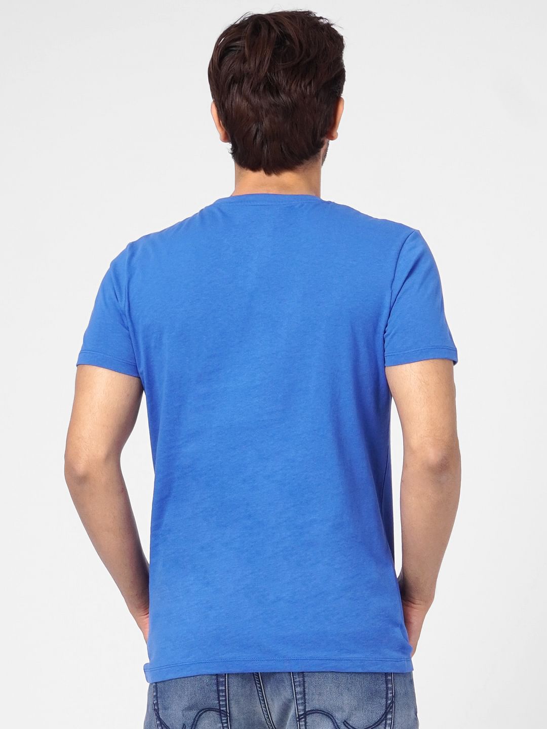 Blue Graphic Print Crew Neck T-shirt