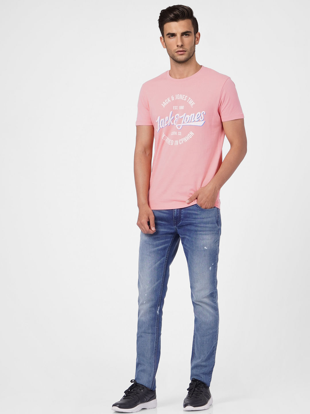 Pink Graphic Print Crew Neck T-shirt