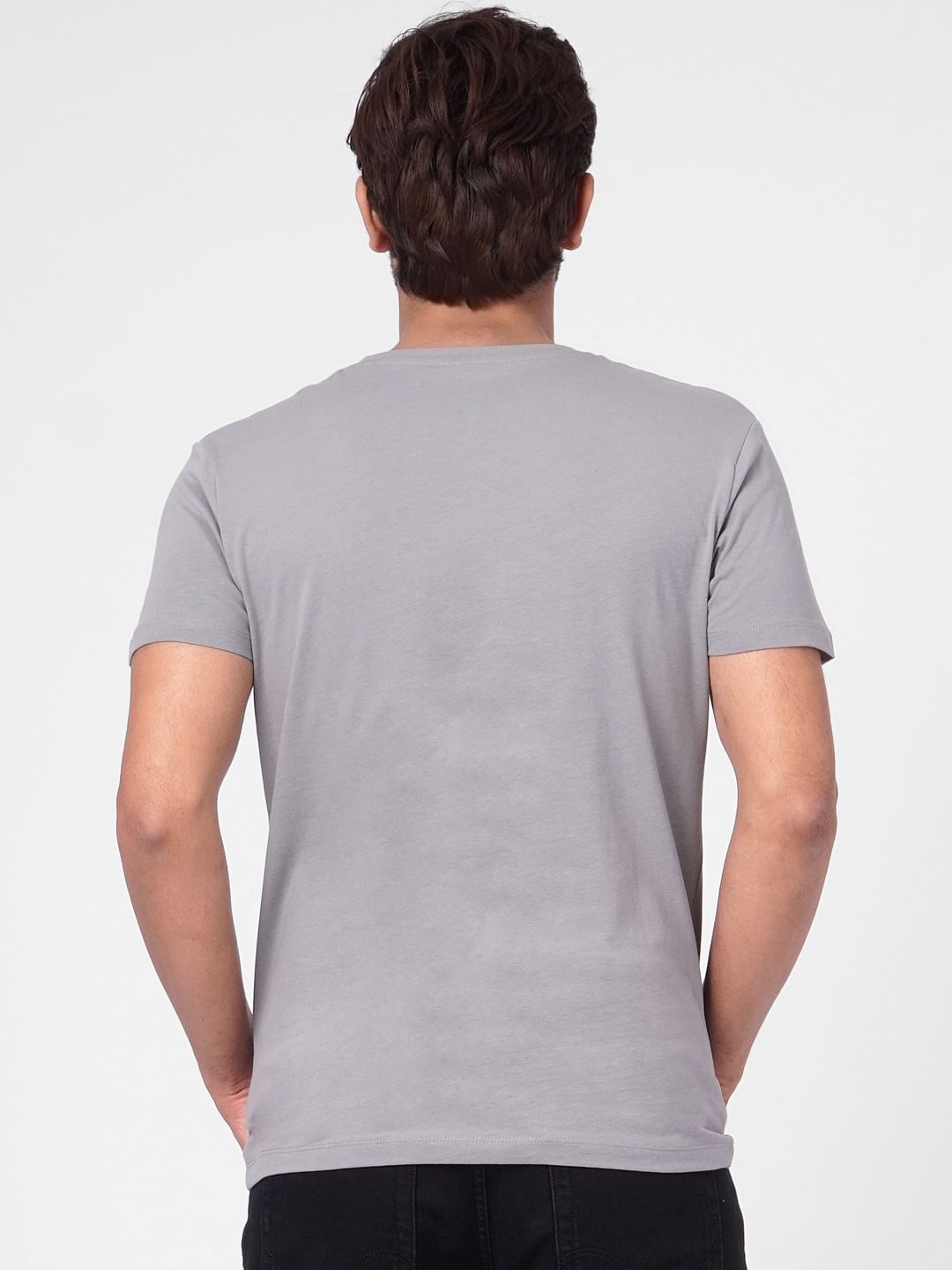 Grey Graphic Print Crew Neck T-shirt