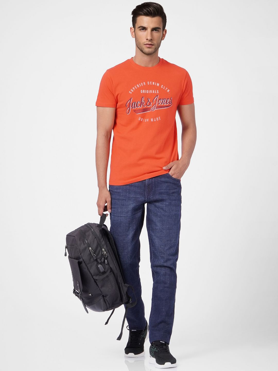 Red Graphic Print Crew Neck T-shirt - S