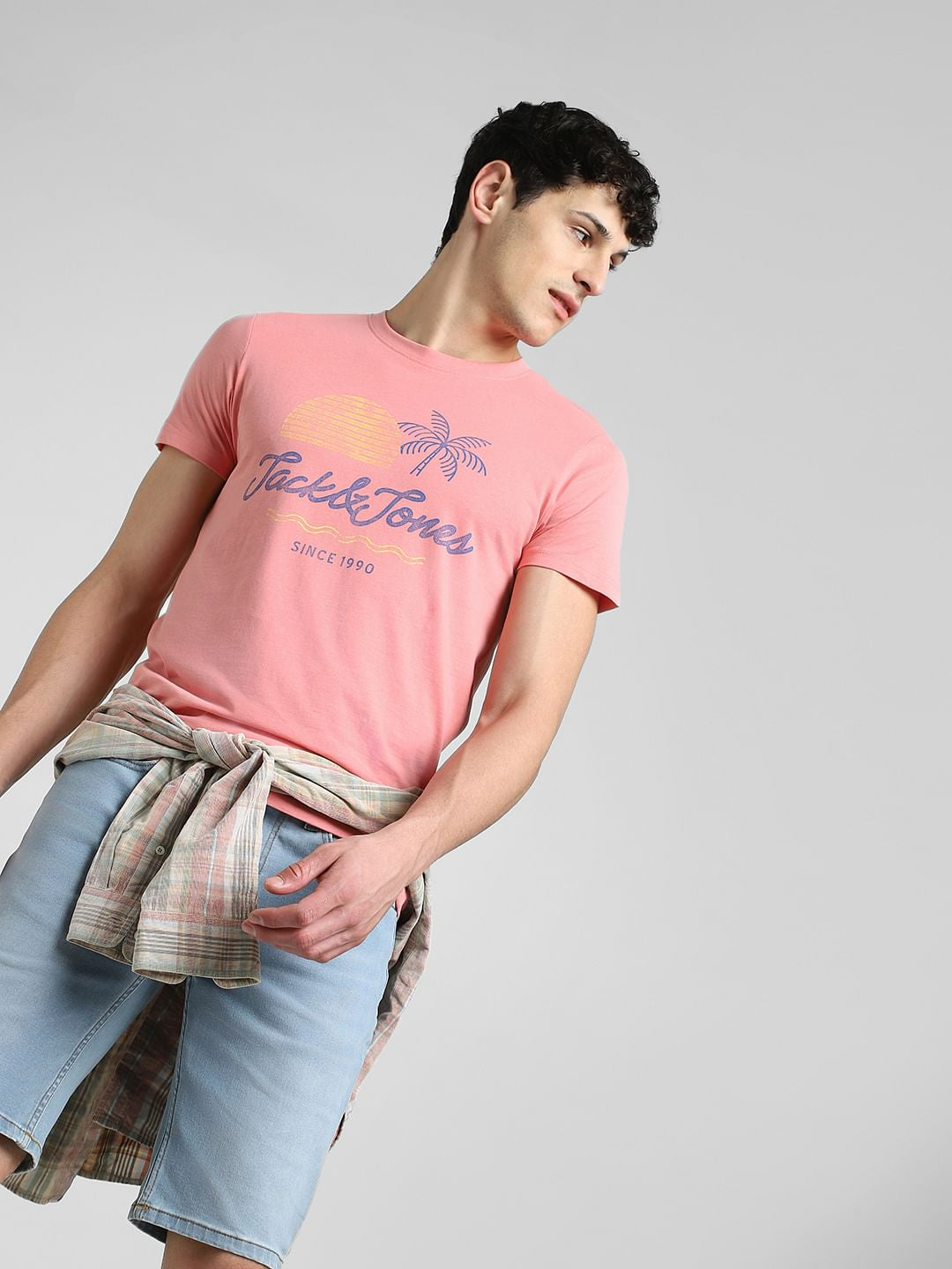 Pink Graphic Print Crew Neck T-shirt - S