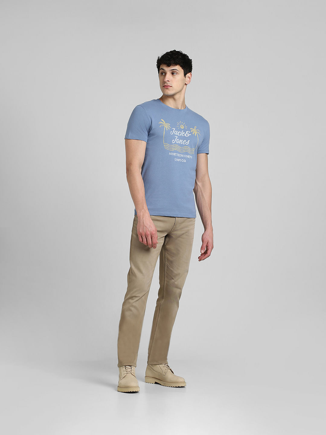 Blue Graphic Print Crew Neck T-shirt