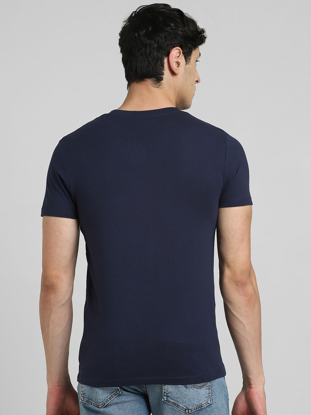 Blue Graphic Print Crew Neck T-shirt