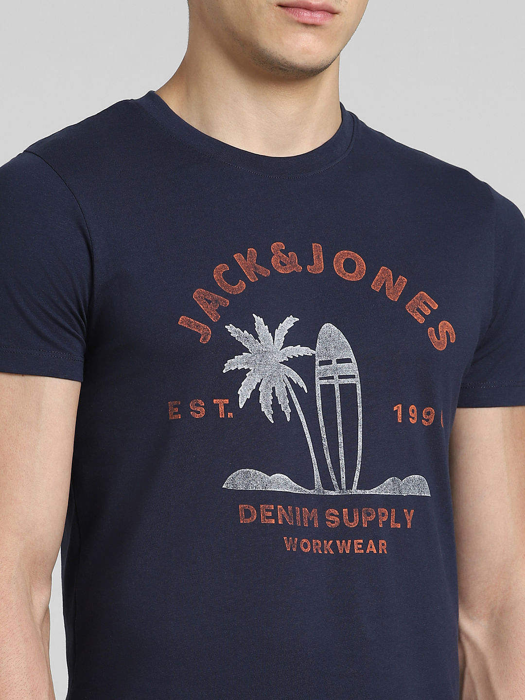 Blue Graphic Print Crew Neck T-shirt