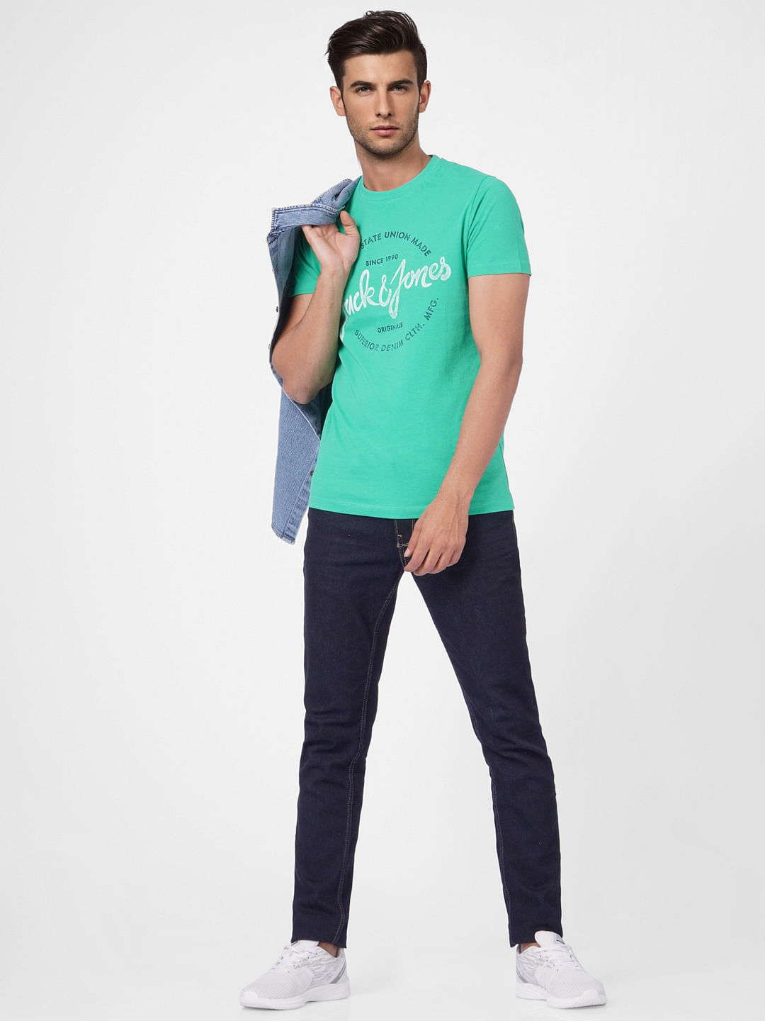 Green Graphic Print Crew Neck T-shirt - S