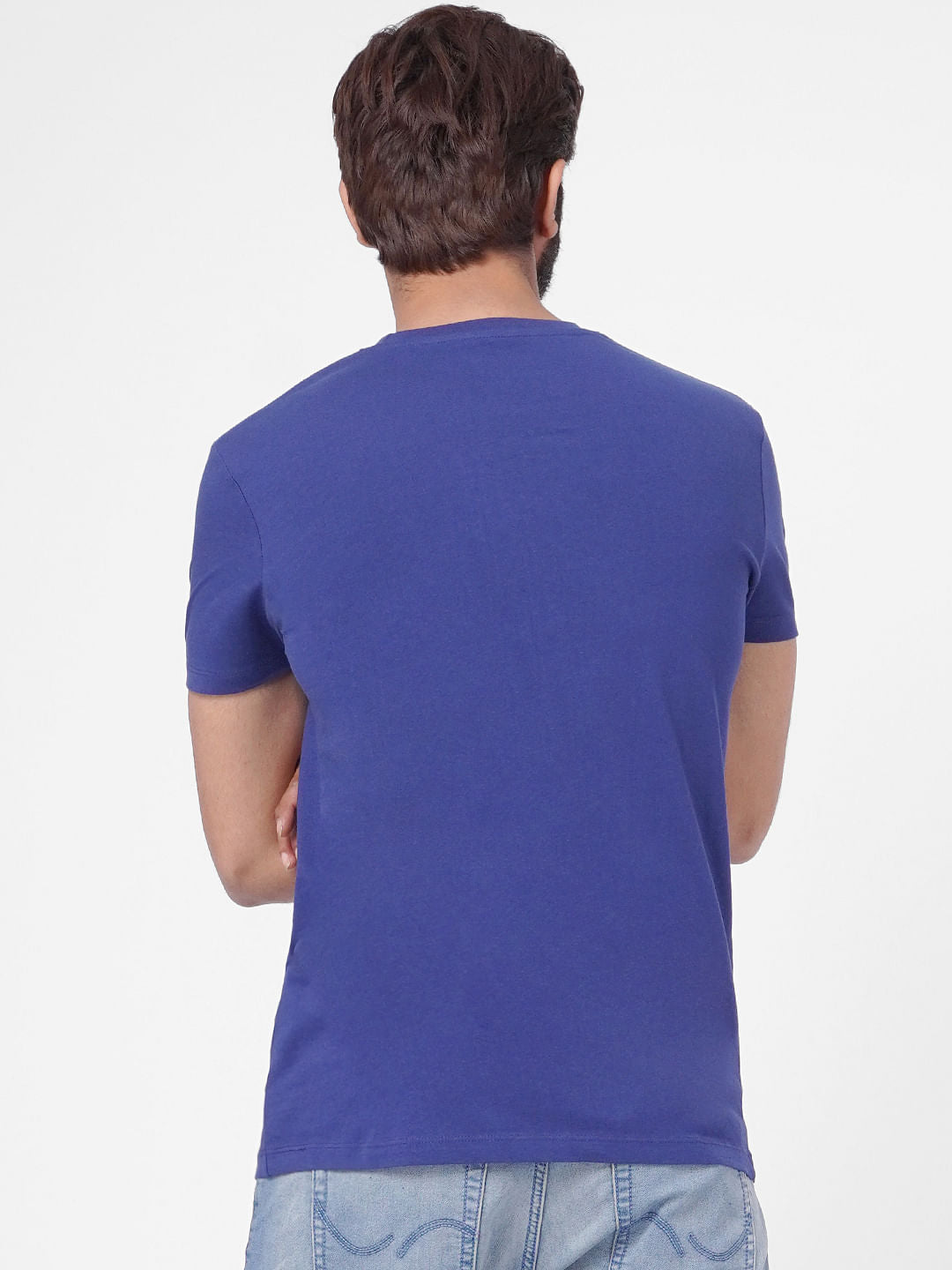 Blue Graphic Print Crew Neck T-shirt