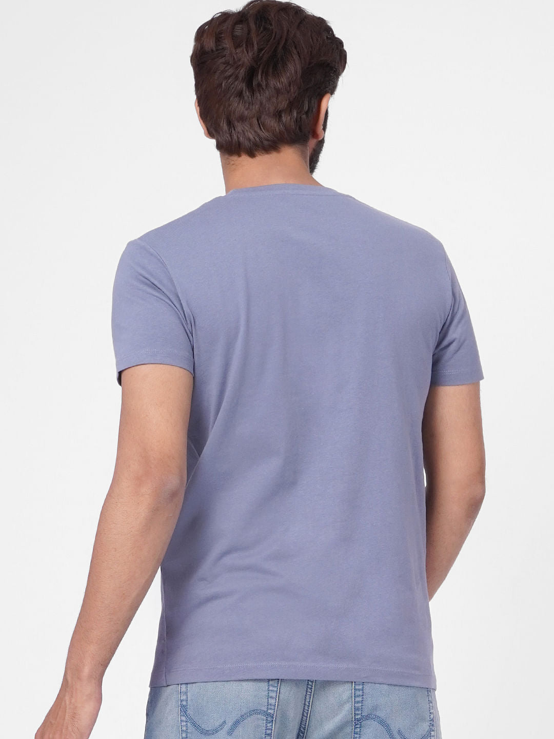 Faded Blue Graphic Print Crew Neck T-shirt