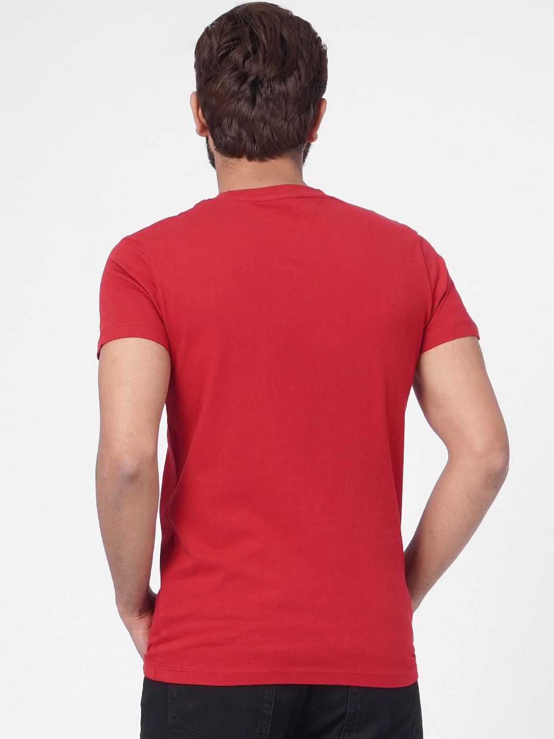 Red Graphic Print Crew Neck T-shirt