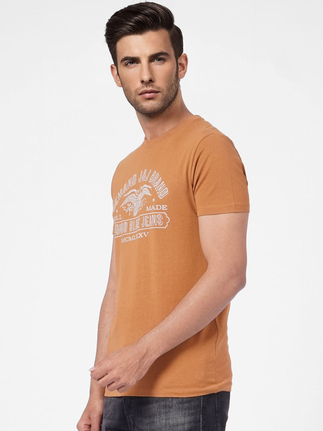 Brown Graphic Print Crew Neck T-shirt