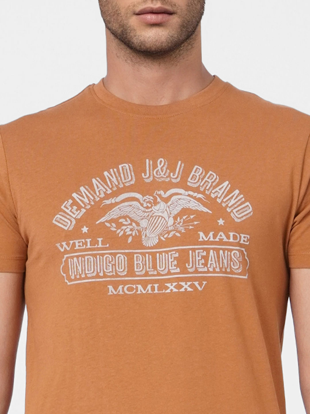 Brown Graphic Print Crew Neck T-shirt