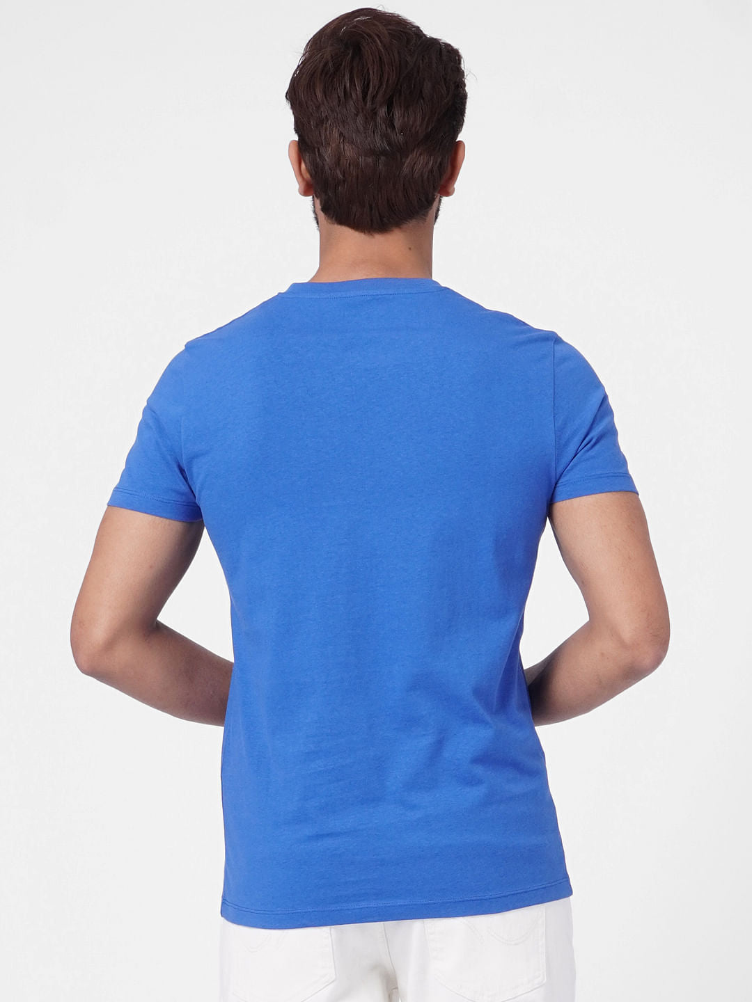 Blue Logo Print Crew Neck T-shirt
