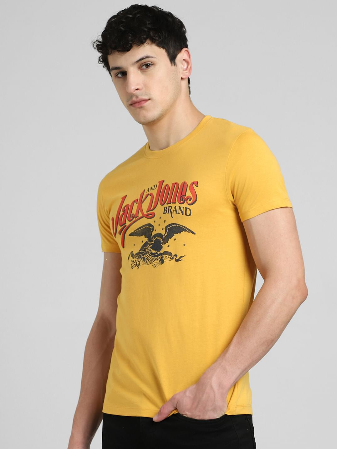 Yellow Graphic Print Crew Neck T-shirt