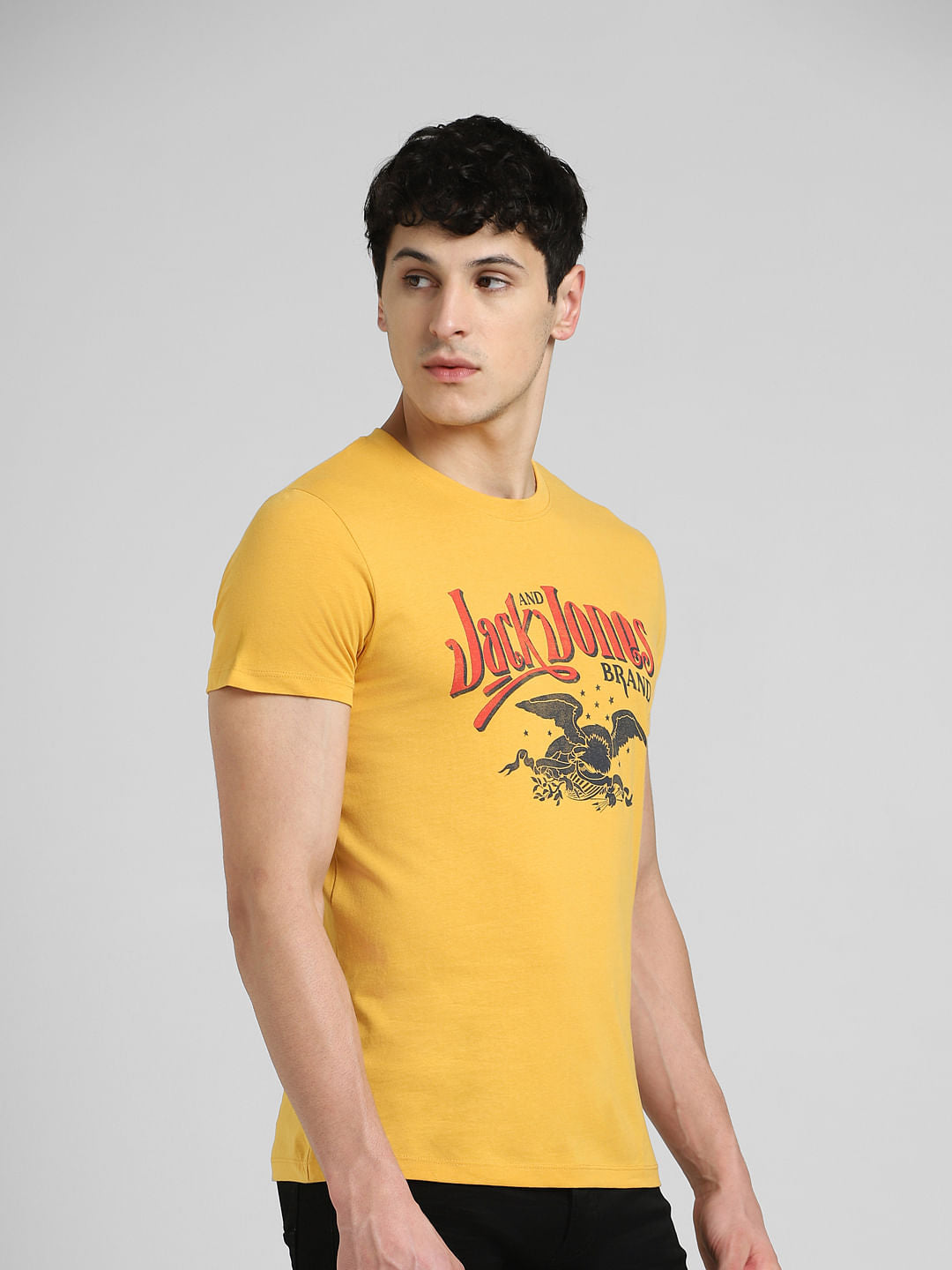 Yellow Graphic Print Crew Neck T-shirt