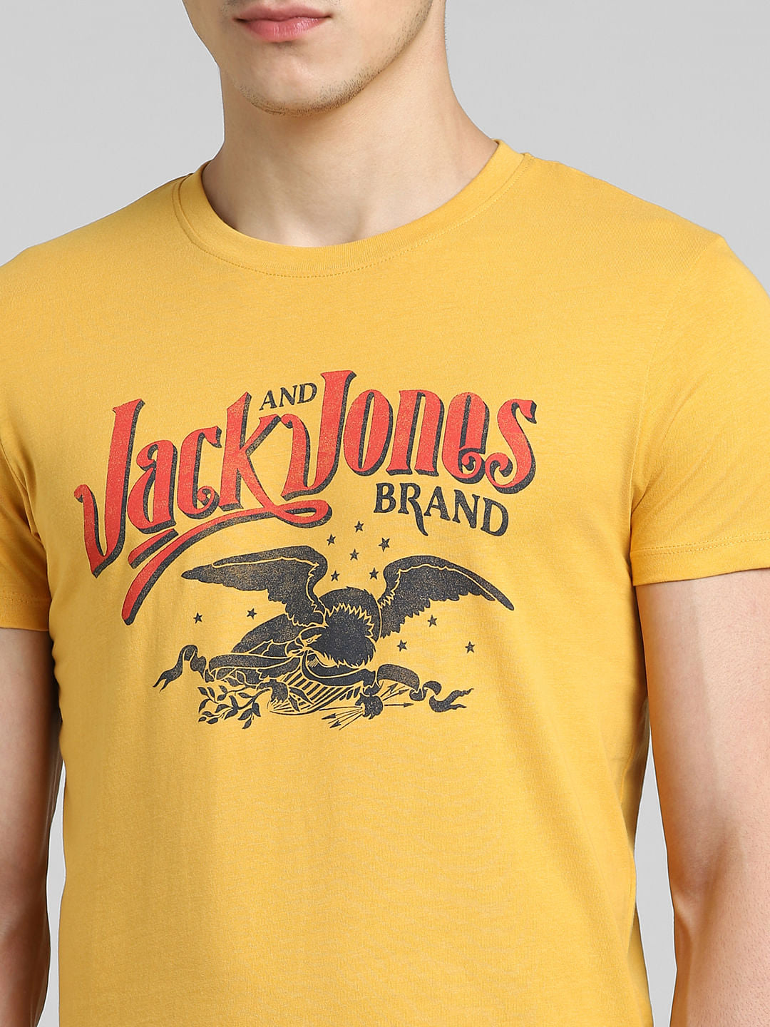 Yellow Graphic Print Crew Neck T-shirt