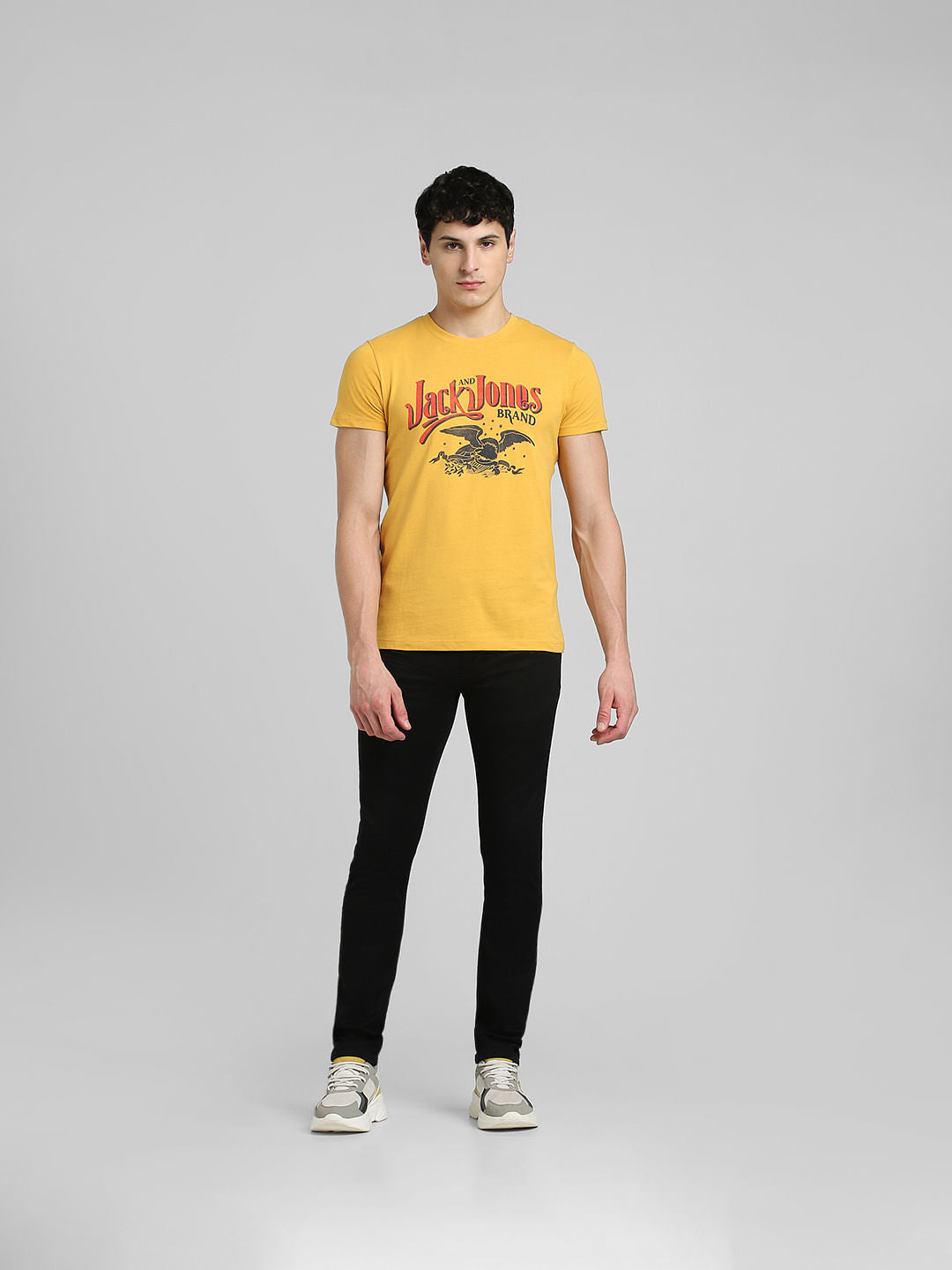Yellow Graphic Print Crew Neck T-shirt