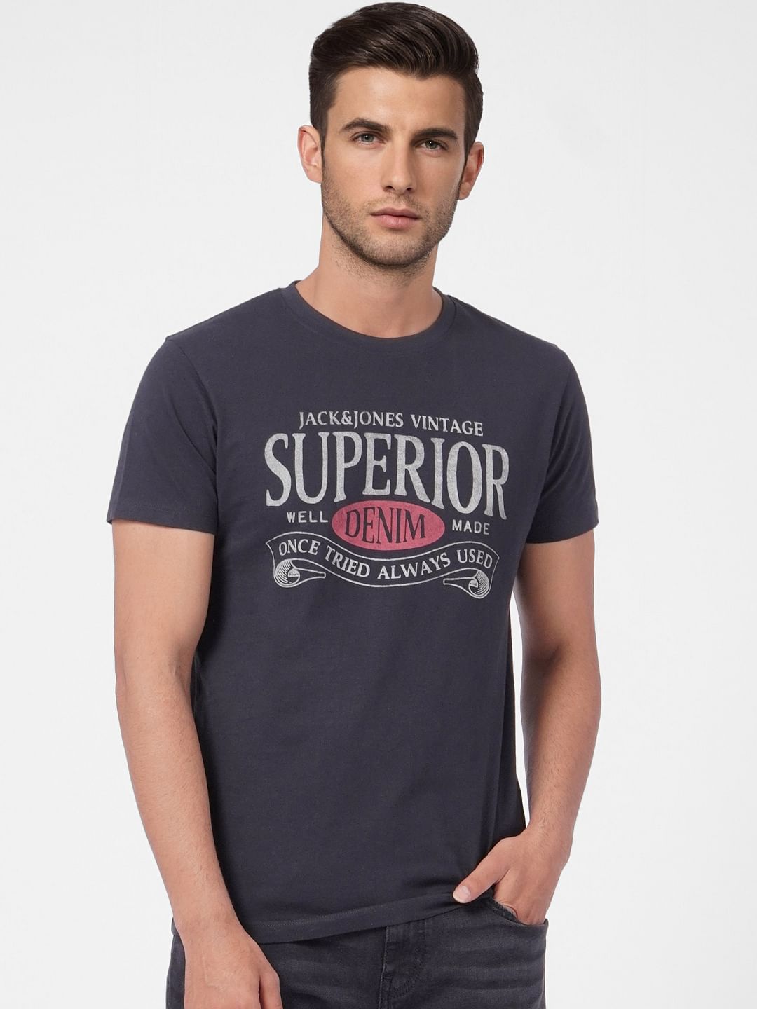 Black Graphic Print Crew Neck T-shirt