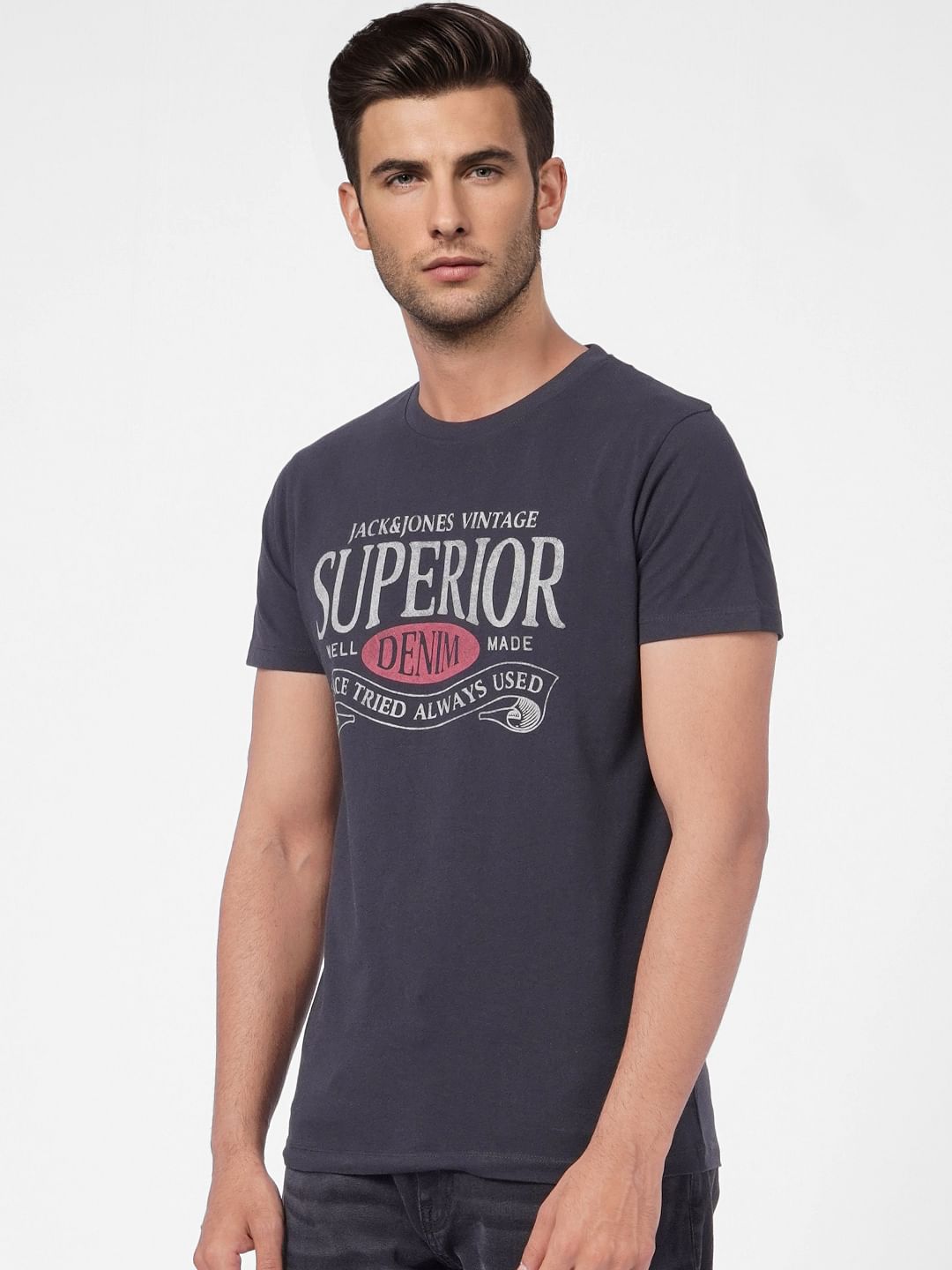 Black Graphic Print Crew Neck T-shirt