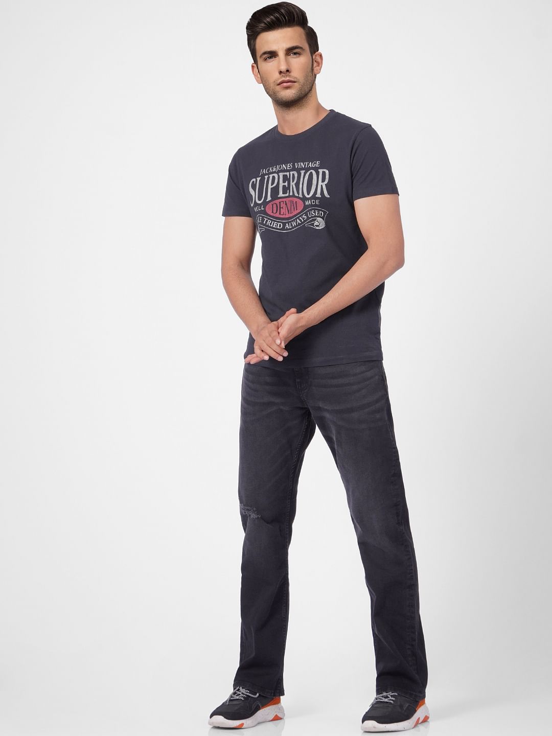 Black Graphic Print Crew Neck T-shirt