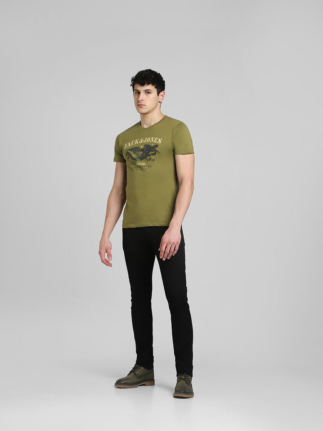 Green Graphic Print Crew Neck T-shirt