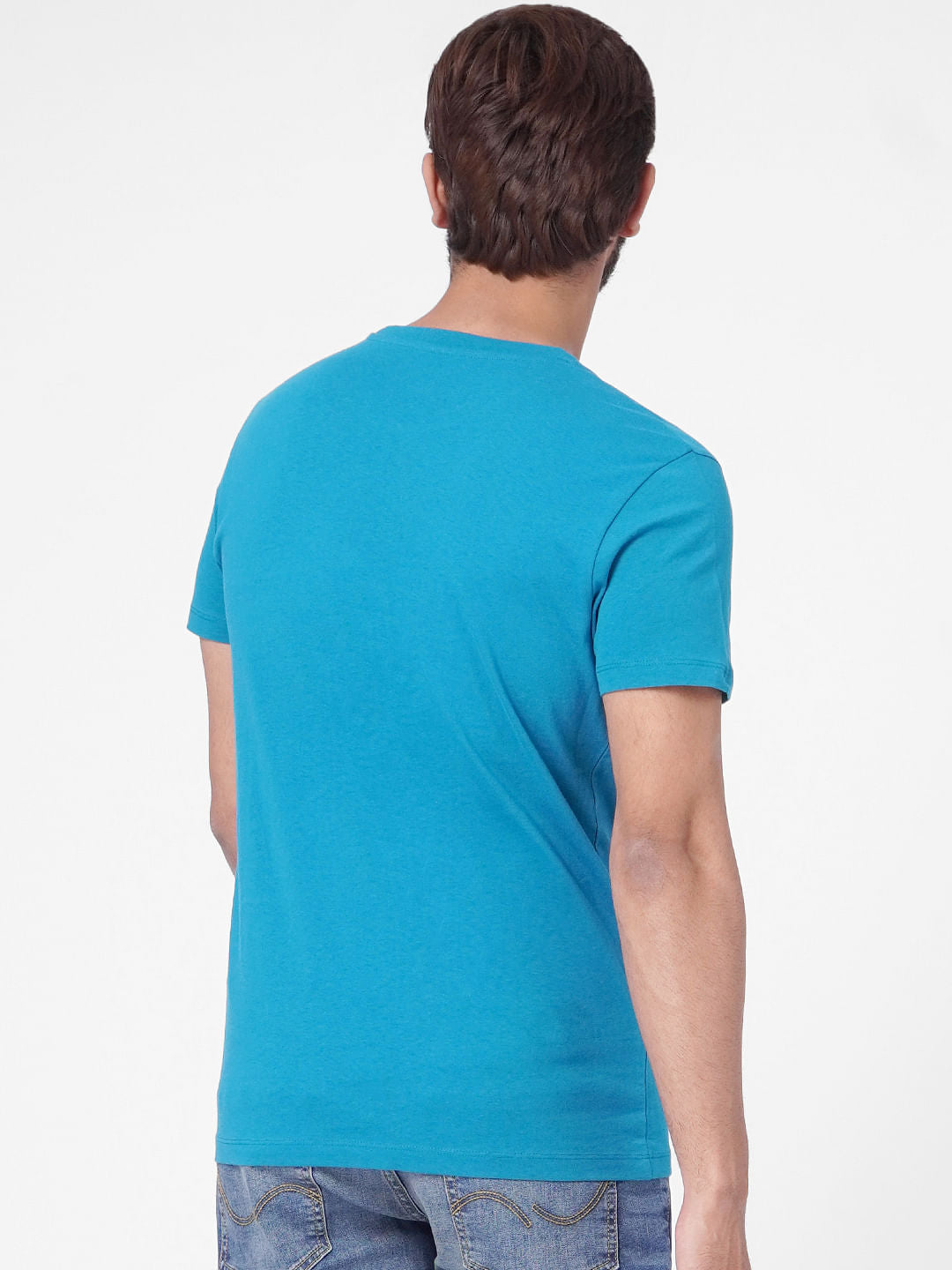 Blue Graphic Print Crew Neck T-shirt