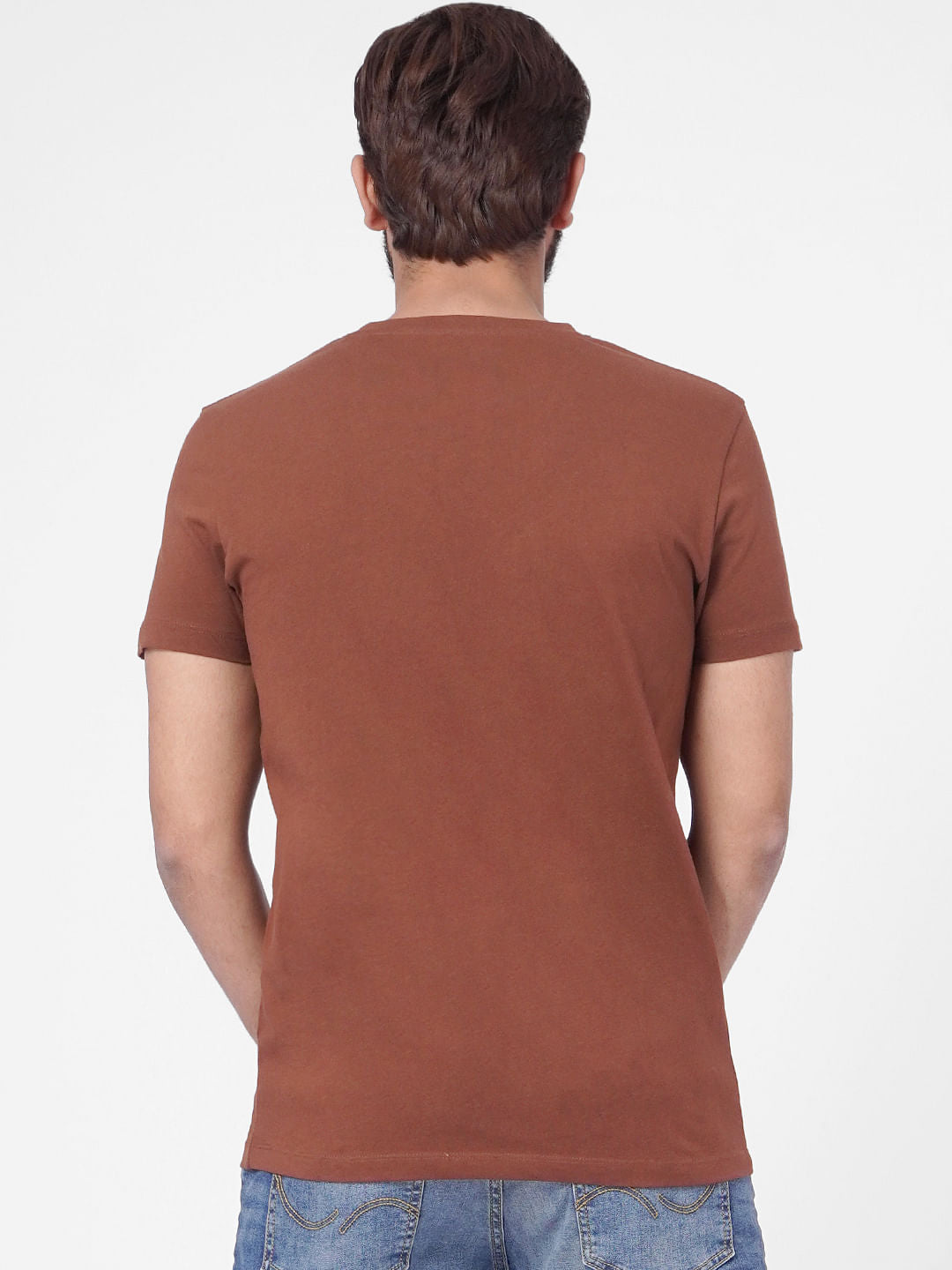 Brown Graphic Print Crew Neck T-shirt