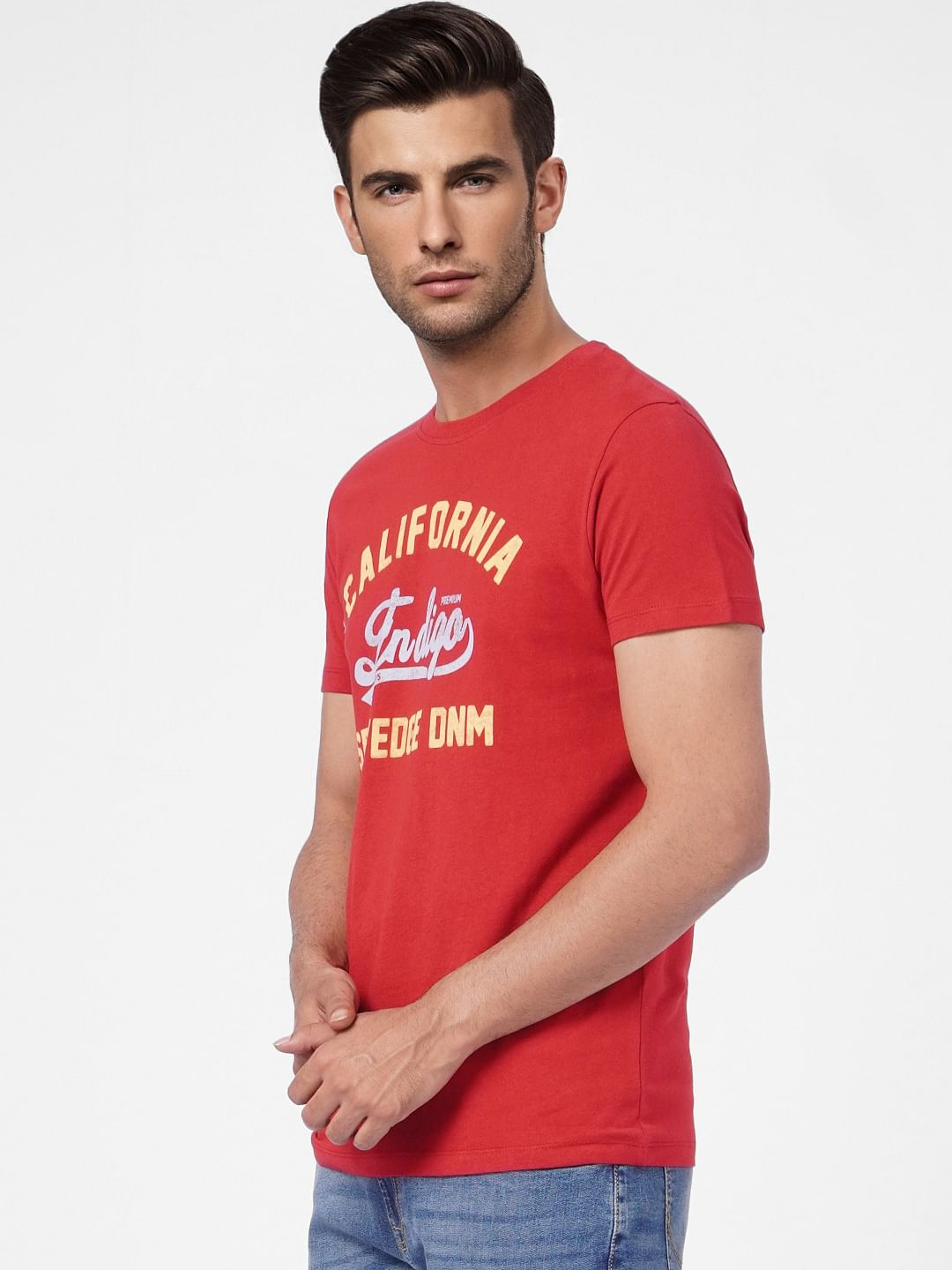 Red Graphic Print Crew Neck T-shirt