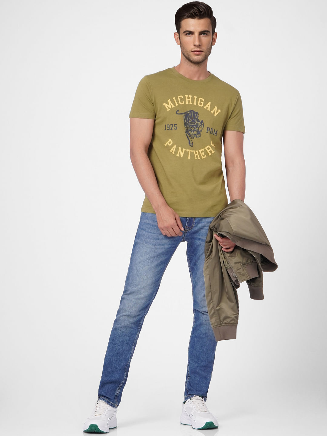Green Graphic Print Crew Neck T-shirt - S